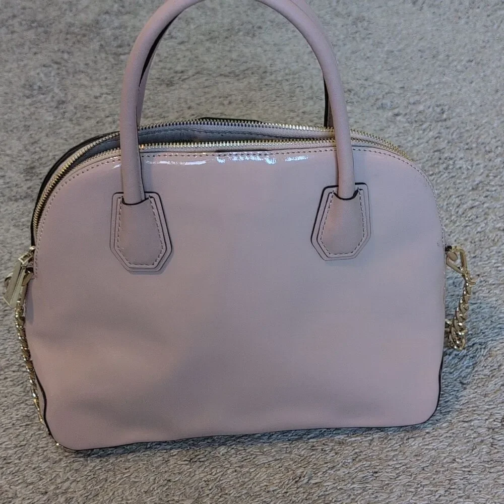 Michael Kors Pink Patent Satchel Top Handle Bag Detachable Chain Strap Zip